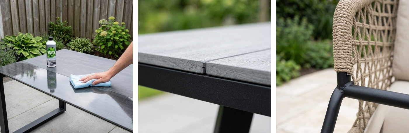 Details shots op aluminium Tuinmeubelen 