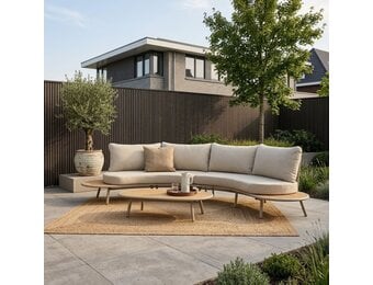 Florina loungeset 4 personen | aluminium + teakhout | beige | 3-delig