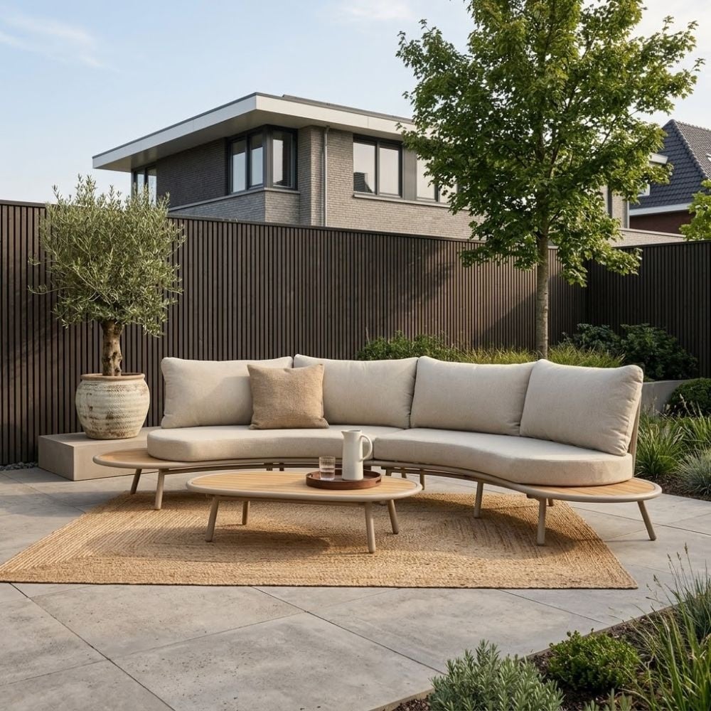 BUITEN living Florina loungeset 4 personen | aluminium + teakhout | beige | 3-delig
