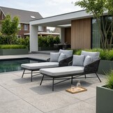 Tulum ligbed | touw + aluminium | Stone Grey