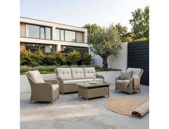 Arizona stoel-bank loungeset 5 personen | wicker | Royal Sand | 4-delig