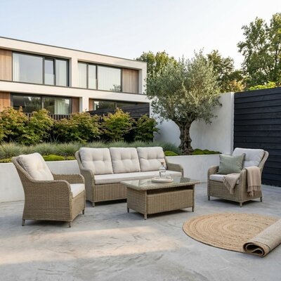 Arizona stoel-bank loungeset 5 personen | wicker | Royal Sand | 4-delig