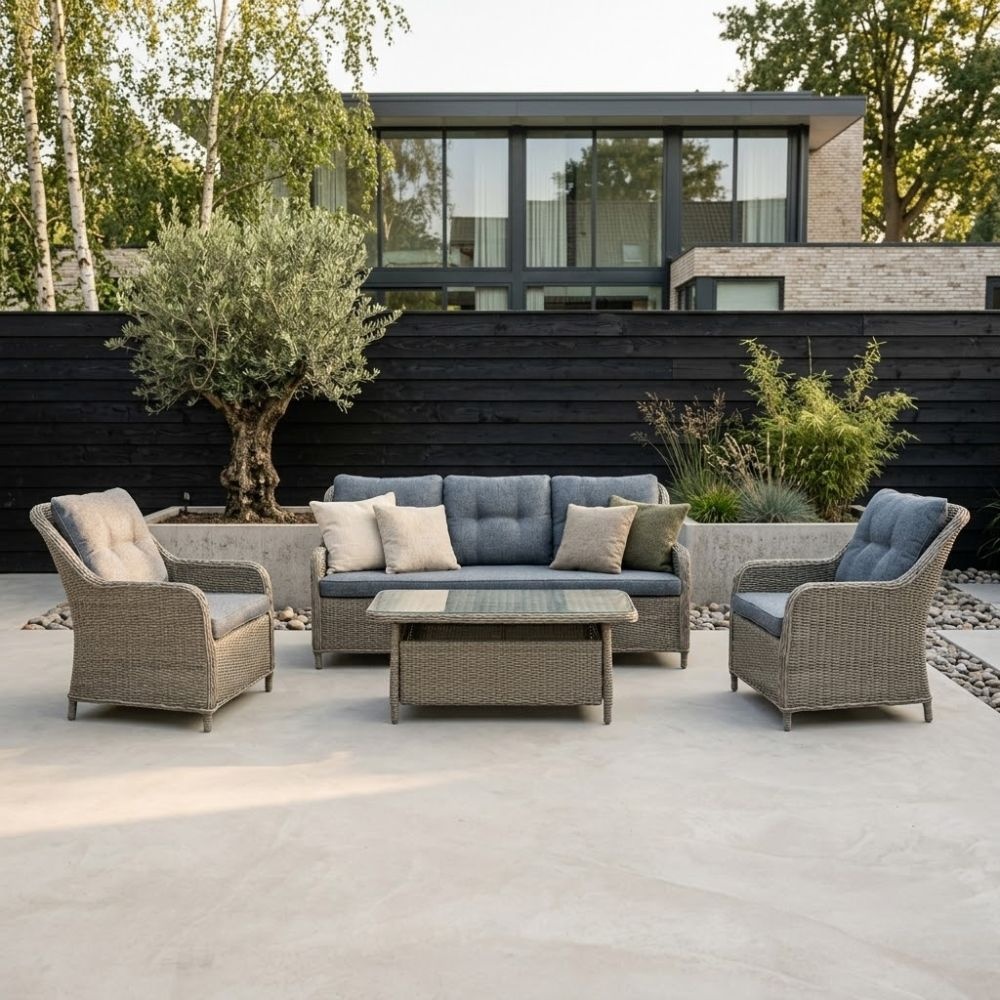 Arizona stoel-bank loungeset 5 personen | wicker | Ash Grey | 4-delig