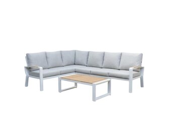 Seattle hoek loungeset 5 personen | aluminium + polywood | wit | 5-delig - 270x210cm