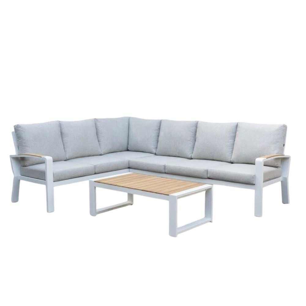 Seattle hoek loungeset 5 personen | aluminium + polywood | wit | 5-delig - 270x210cm
