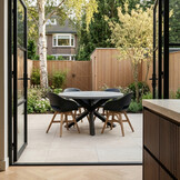 Meran/Karlstad zwart dining tuinset | 4 personen | betonlook + kunststof | 135cm rond