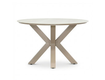 Calma dining tuintafel 4 personen | sintered stone + aluminium | Marble Latte | 120cm rond