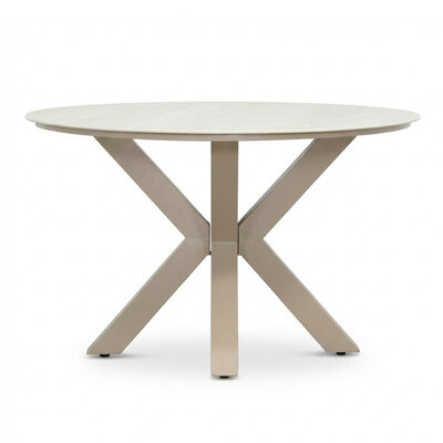 Calma dining tuintafel 4 personen | sintered stone + aluminium | Marble Latte | 120cm rond
