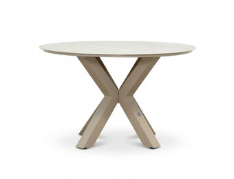 Calma dining tuintafel 4 personen | sintered stone + aluminium | Marble Latte | 120cm rond