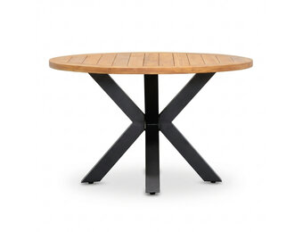 Cleve dining tuintafel 4 personen | teakhout + aluminium | Natural Teak/antraciet | 120cm rond