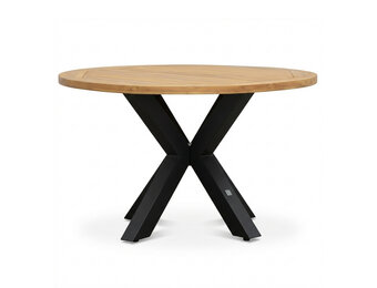 Cleve dining tuintafel 4 personen | teakhout + aluminium | Natural Teak/antraciet | 120cm rond