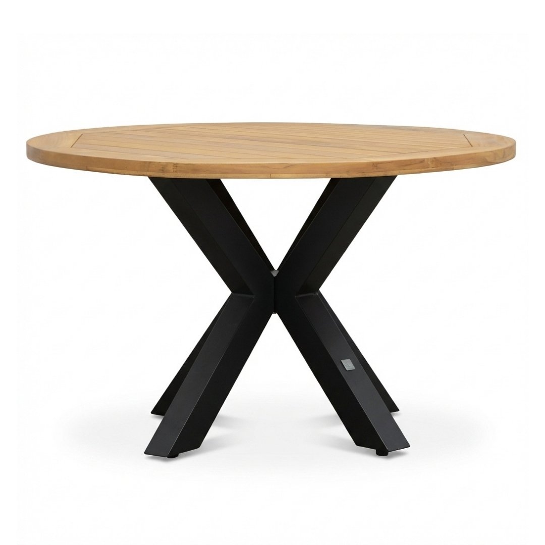 Cleve dining tuintafel 4 personen | teakhout + aluminium | Natural Teak/antraciet | 120cm rond