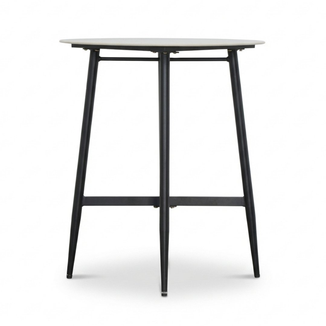 Santos dining bartafel 4 personen | sintered stone + aluminium | Marble Grey | 90cm rond