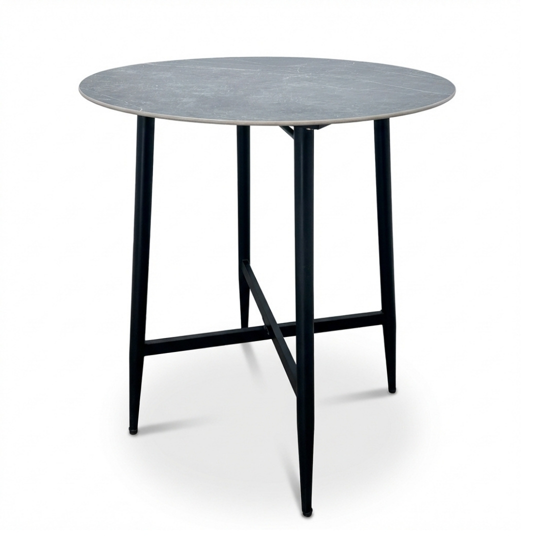 Santos dining bartafel 4 personen | sintered stone + aluminium | Marble Grey | 90cm rond