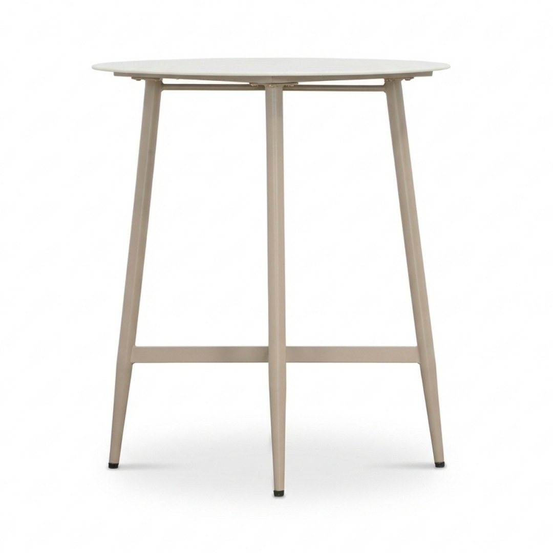 Santos dining bartafel 4 personen | sintered stone + aluminium | Marble Latte | 90cm rond