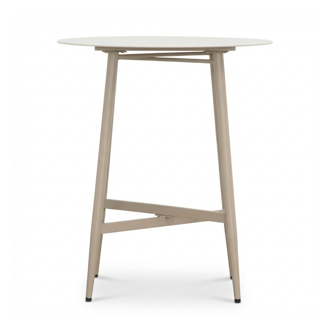 Santos dining bartafel 4 personen | sintered stone + aluminium | Marble Latte | 90cm rond