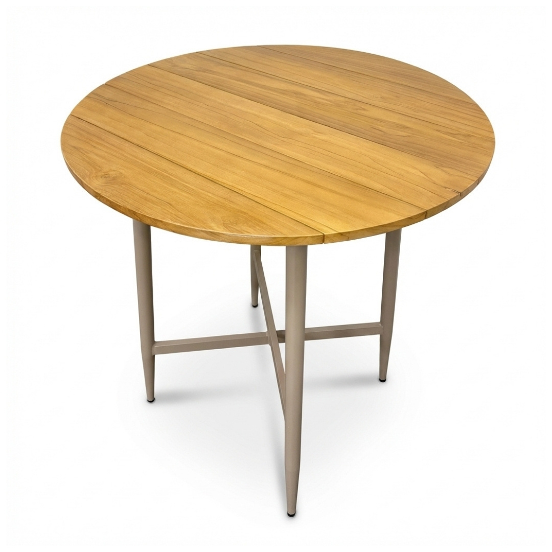 Valencia dining bartafel 4 personen | teakhout + aluminium | beige | 90cm rond