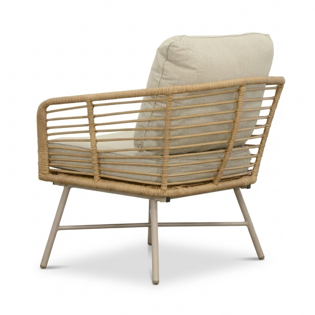 Flow stoel-bank loungeset 5 personen | wicker + aluminium | Bamboo beige | 3-delig