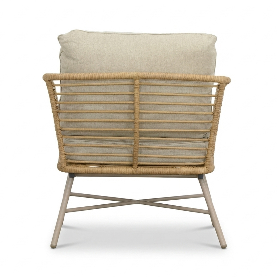 Flow stoel-bank loungeset 5 personen | wicker + aluminium | Bamboo beige | 3-delig