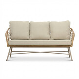Flow stoel-bank loungeset 5 personen | wicker + aluminium | Bamboo beige | 3-delig