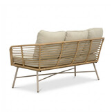 Flow stoel-bank loungeset 5 personen | wicker + aluminium | Bamboo beige | 3-delig