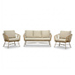 BUITEN living Flow stoel-bank loungeset 5 personen | wicker + aluminium | Bamboo beige | 3-delig