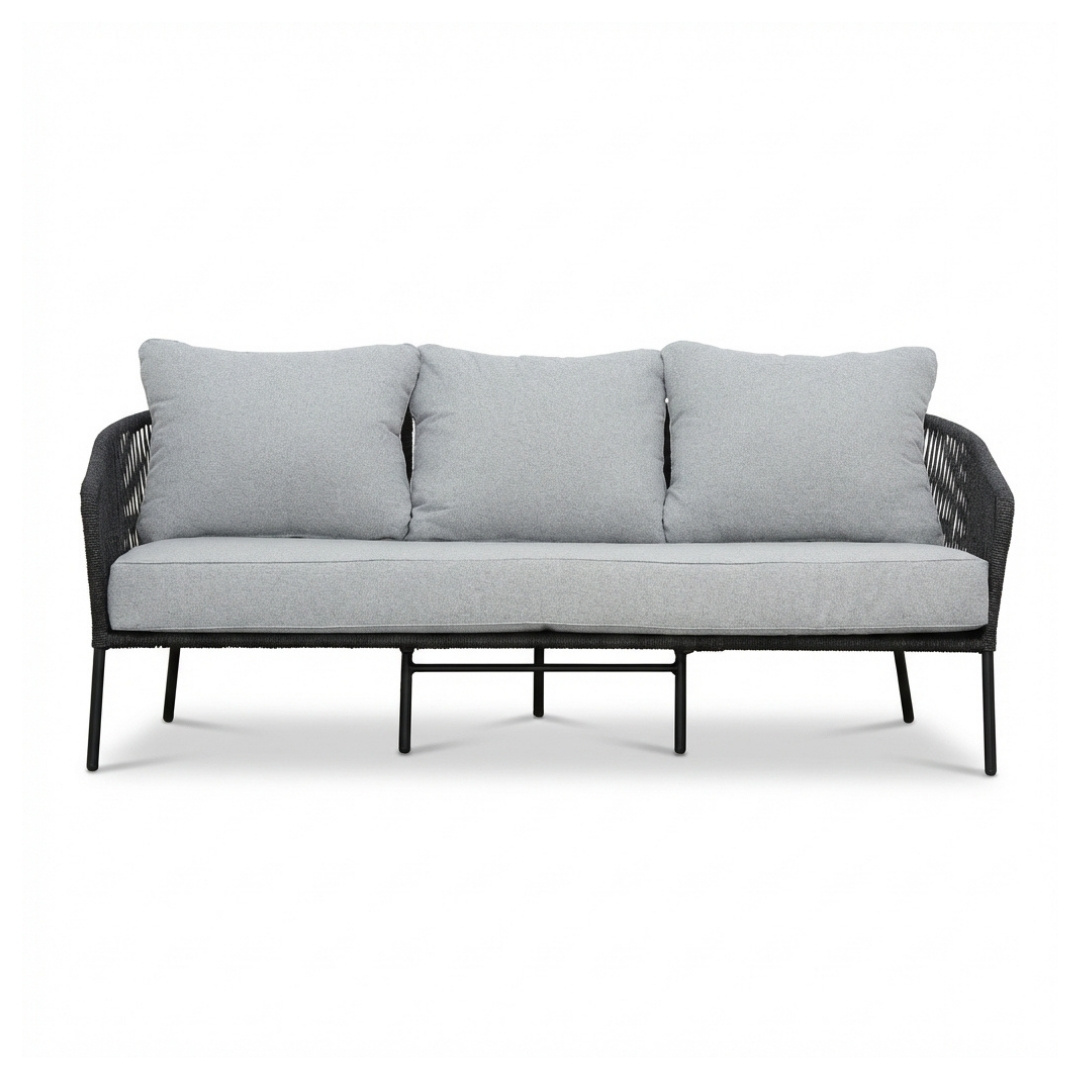 Mara stoel-bank loungeset 5 personen incl. Logan tafels | touw + aluminium | Stone Grey | 5-delig
