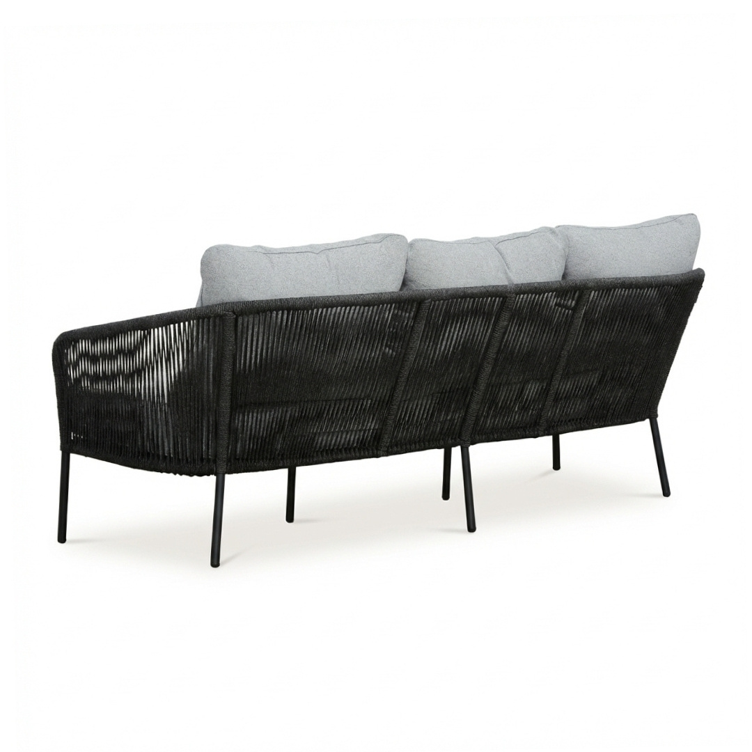 Mara stoel-bank loungeset 5 personen incl. Logan tafels | touw + aluminium | Stone Grey | 5-delig