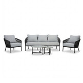 Mara stoel-bank loungeset 5 personen incl. Logan tafels | touw + aluminium | Stone Grey | 5-delig