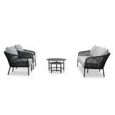 Mara stoel-bank loungeset 5 personen incl. Logan tafels | touw + aluminium | Stone Grey | 5-delig