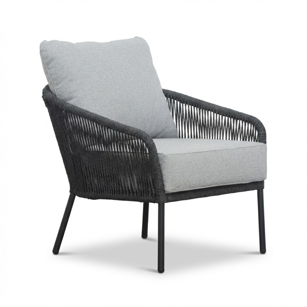 Mara stoel-bank loungeset 5 personen incl. Logan tafels | touw + aluminium | Stone Grey | 5-delig