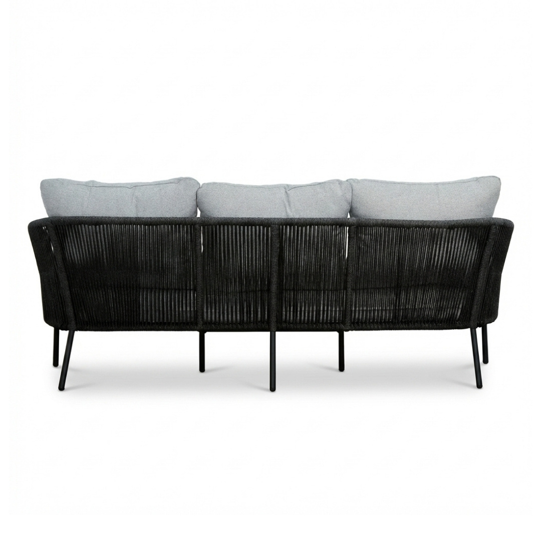 Mara stoel-bank loungeset 5 personen | touw + aluminium | Stone Grey | 3-delig