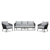 Mara stoel-bank loungeset 5 personen | touw + aluminium | Stone Grey | 3-delig