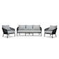 BUITEN living Mara stoel-bank loungeset 5 personen | touw + aluminium | Stone Grey | 3-delig