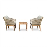 Bella lounge balkonset 2 personen | touw + hardhout | zand | 3-delig