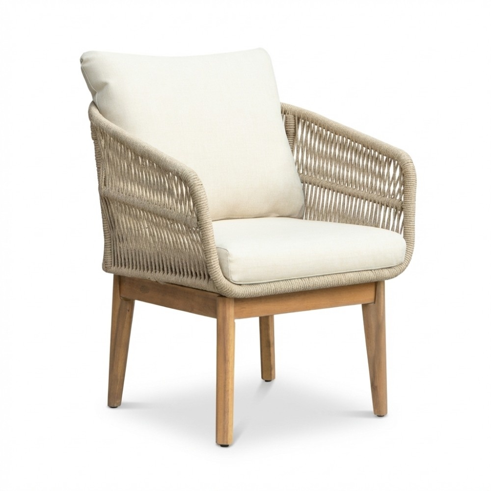 Bella lounge balkonset 2 personen | touw + hardhout | zand | 3-delig