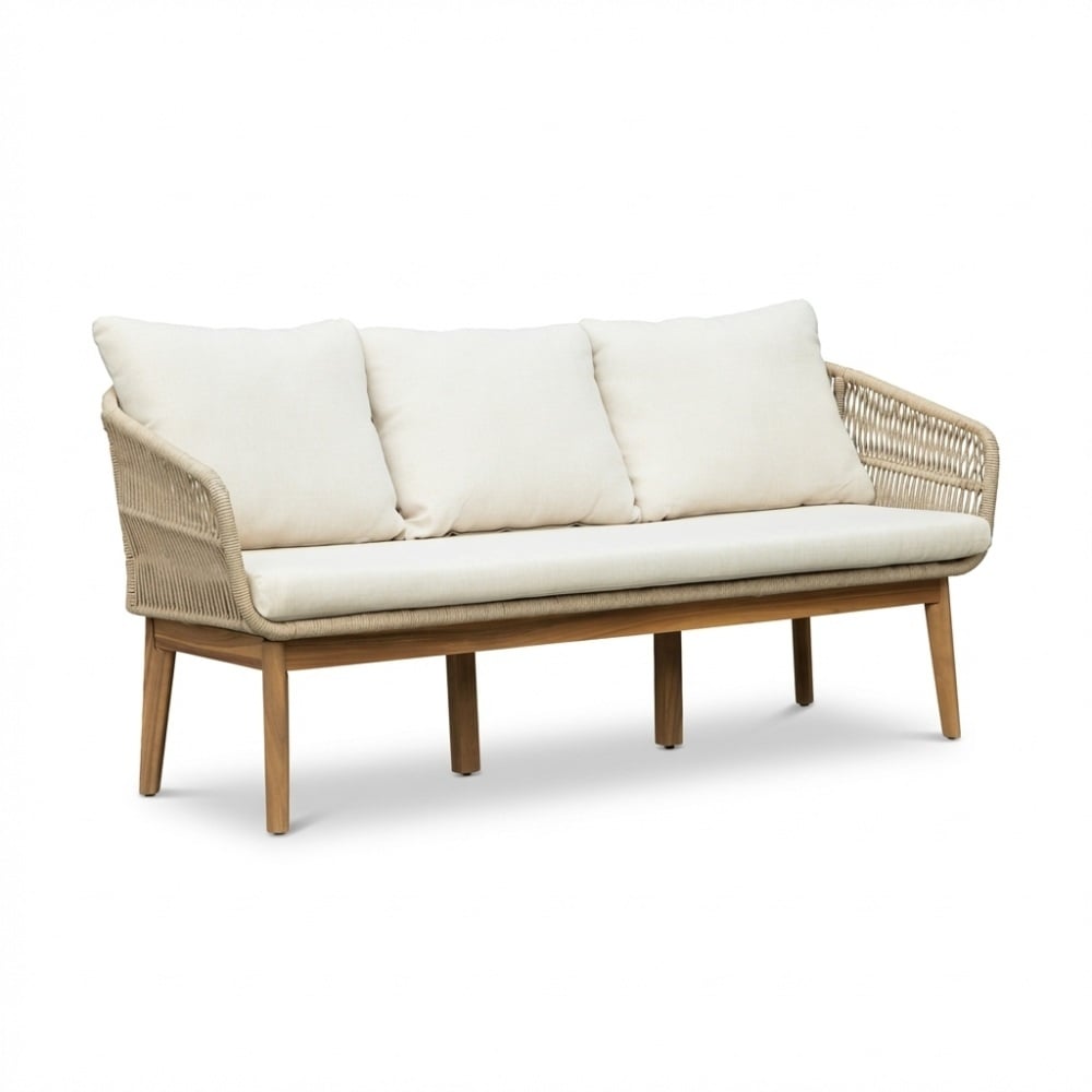 Bella stoel-bank loungeset 5 personen | touw + hardhout | zand | 4-delig