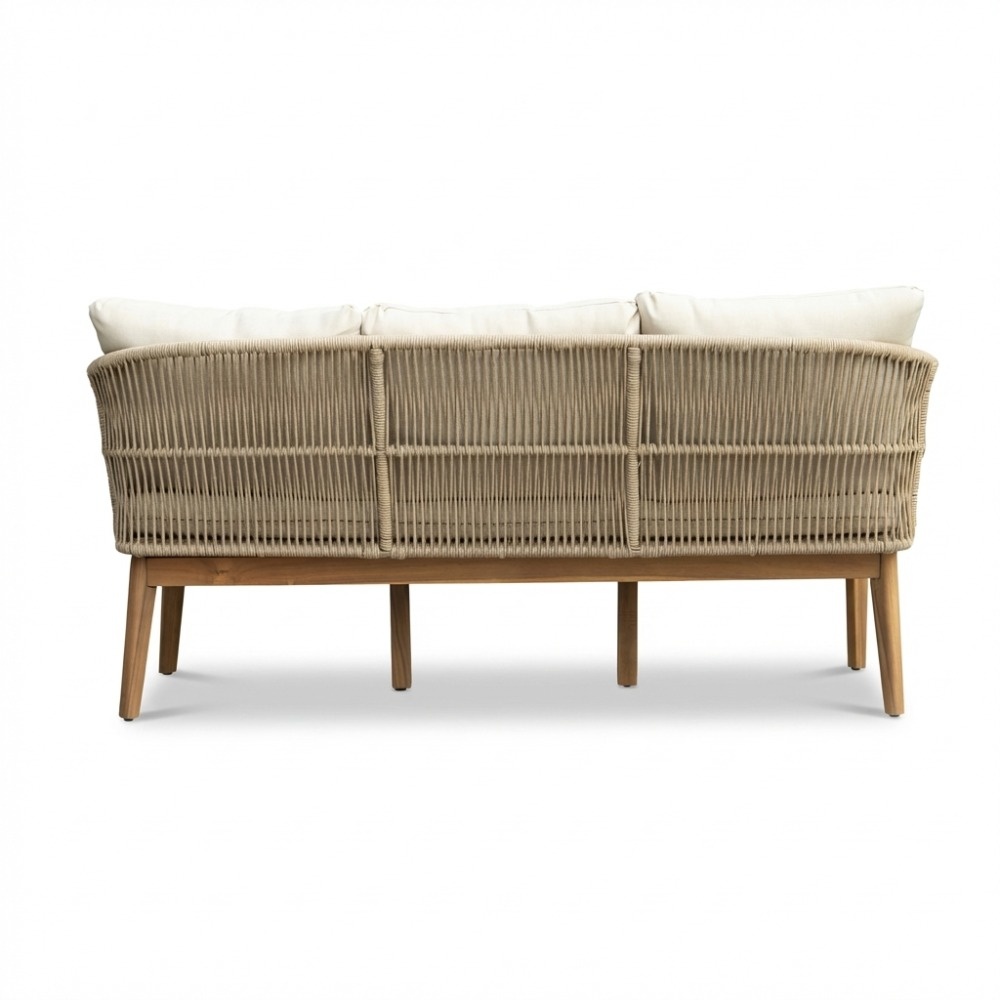 Bella stoel-bank loungeset 5 personen | touw + hardhout | zand | 4-delig