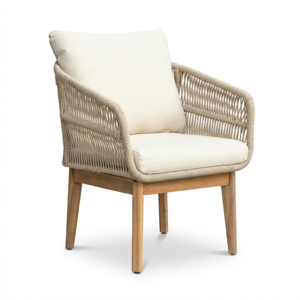 Bella stoel-bank loungeset 5 personen | touw + hardhout | zand | 4-delig