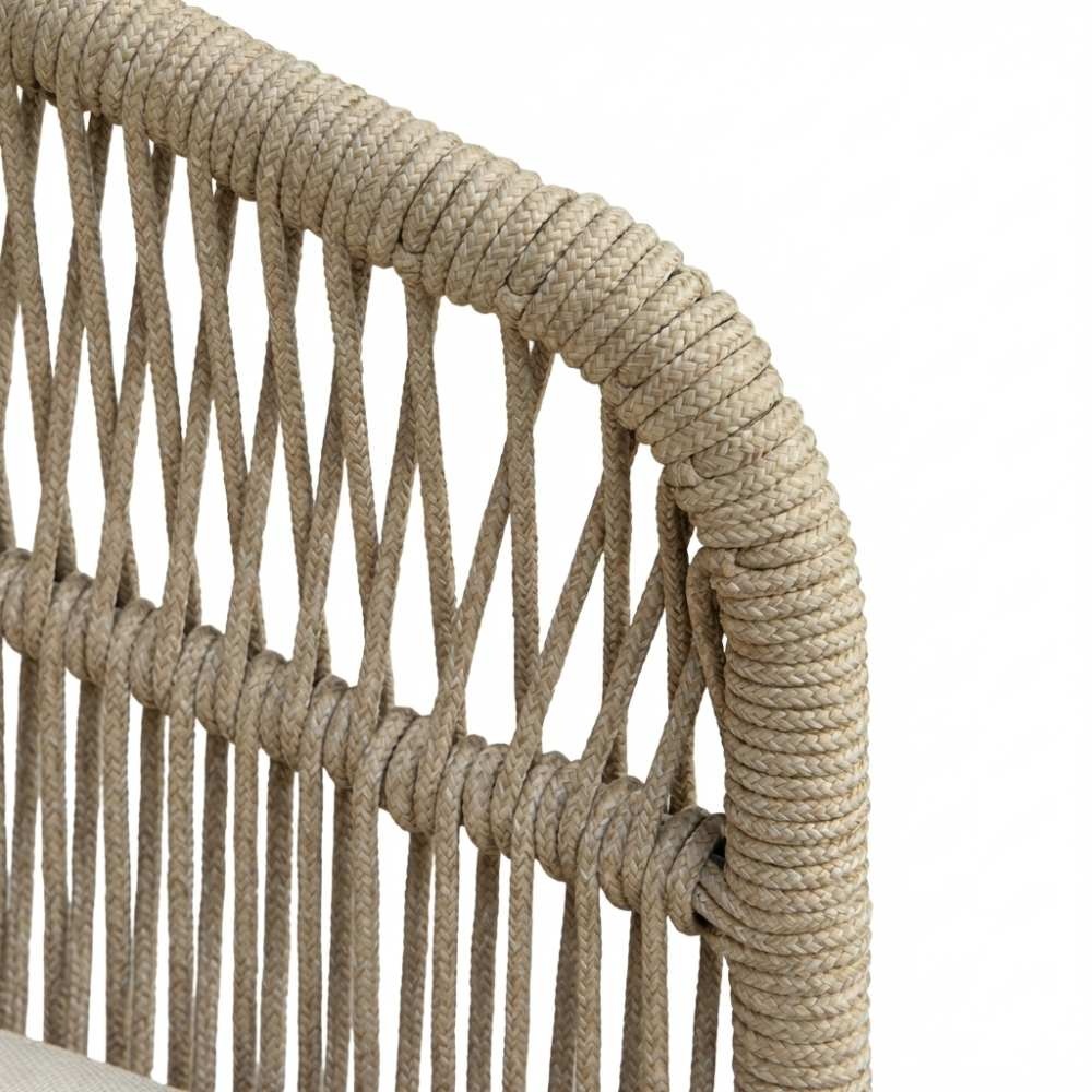 Bella stoel-bank loungeset 5 personen | touw + hardhout | zand | 4-delig