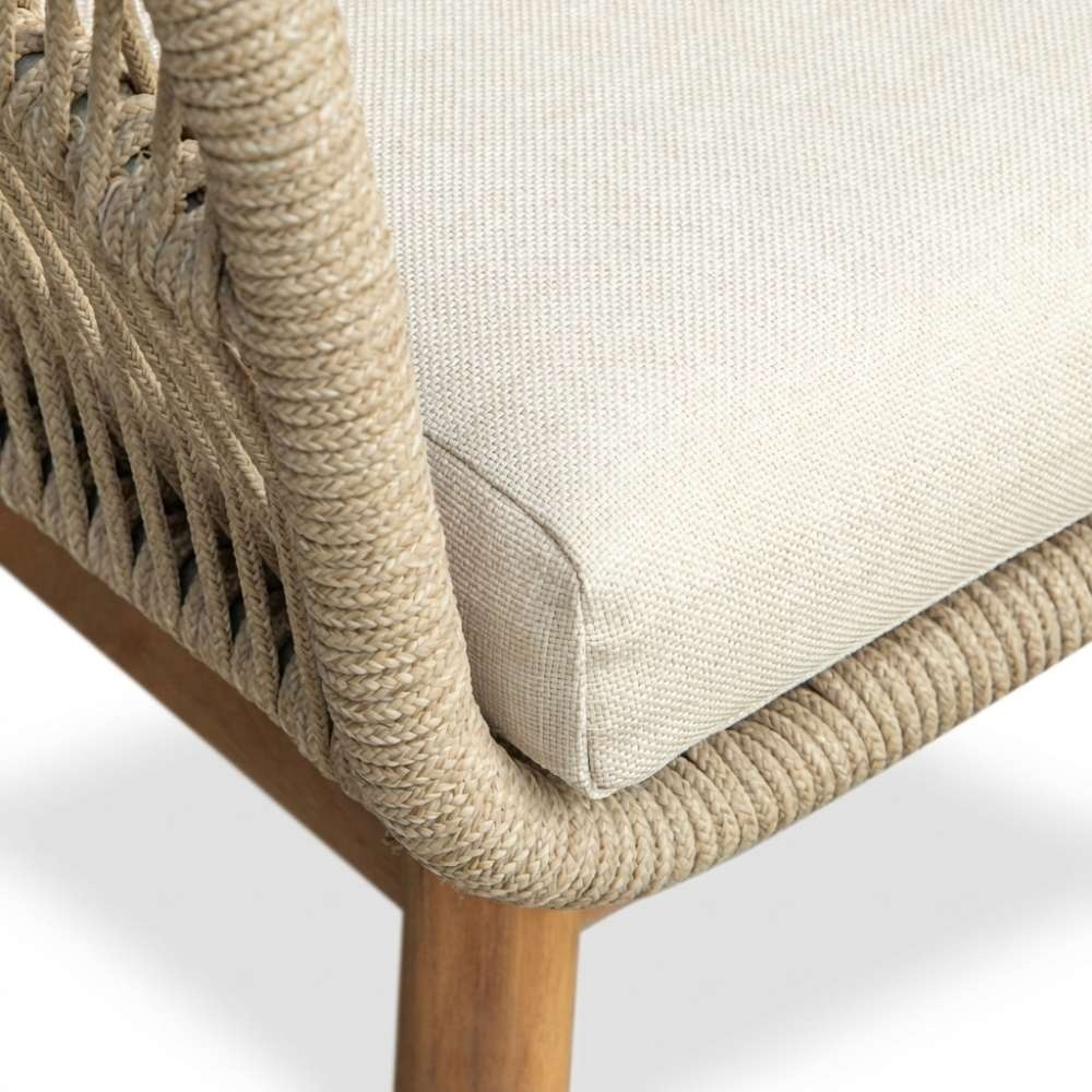 Bella lounge balkonset 2 personen | touw + hardhout | zand | 3-delig