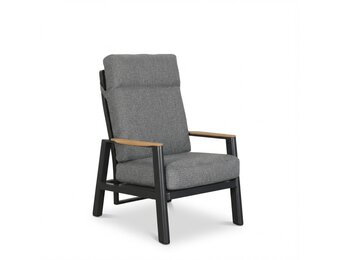 Brighton loungestoel | aluminium + teak | antraciet