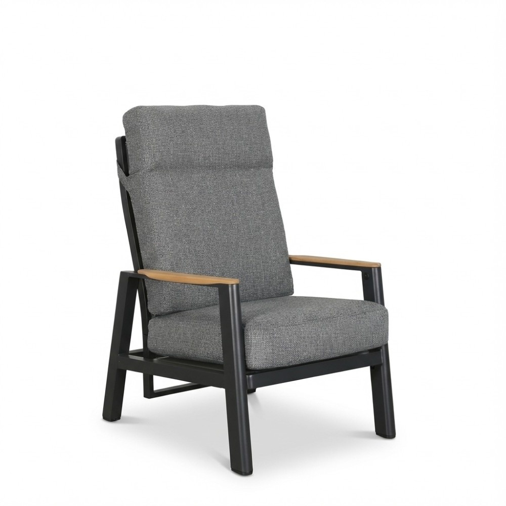 Brighton loungestoel | aluminium + teak | antraciet