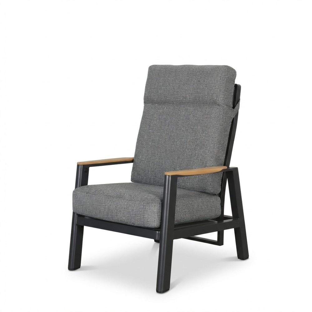 Brighton loungestoel | aluminium + teak | antraciet