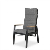 Brighton dining tuinstoel | aluminium + teak | antraciet