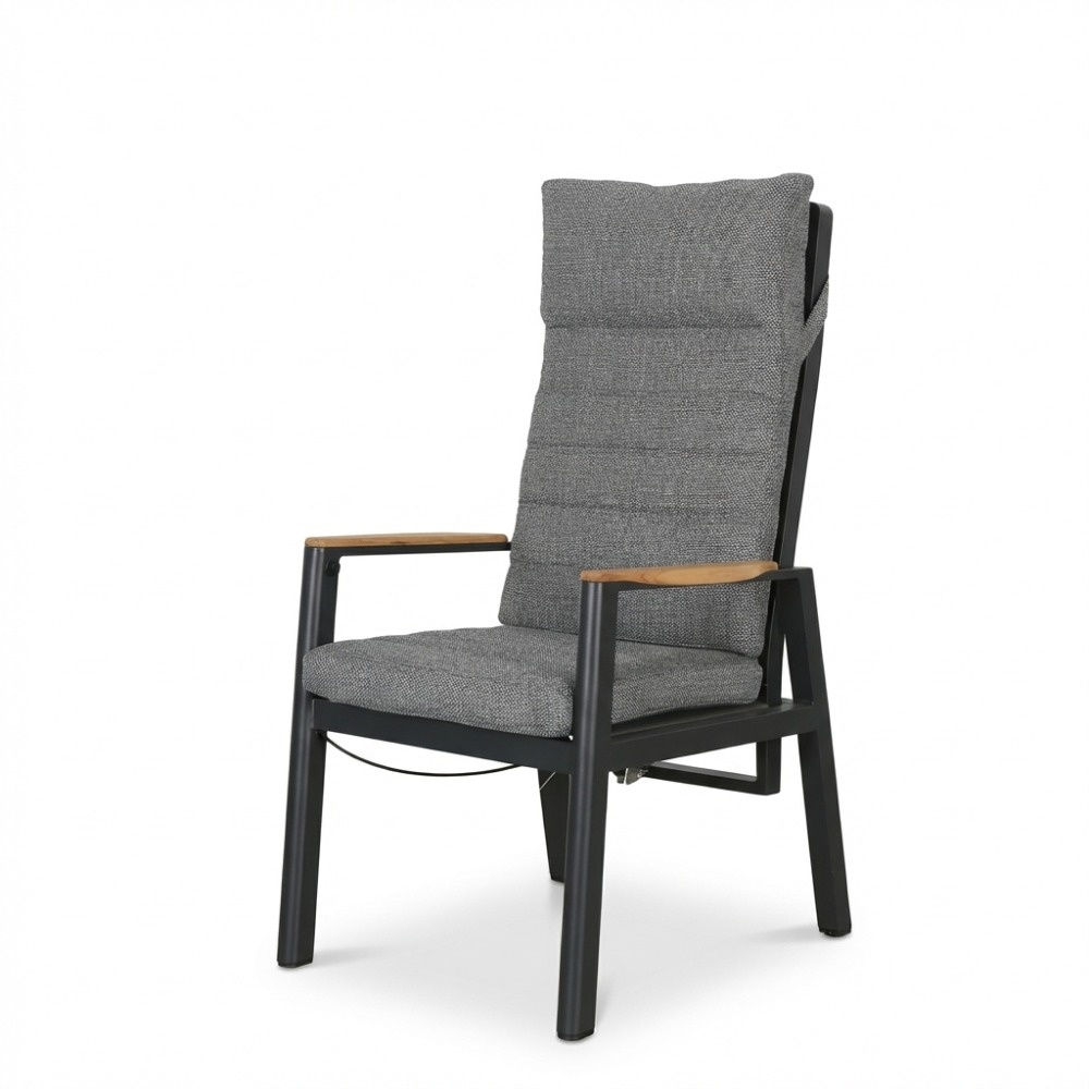 Brighton dining tuinstoel | aluminium + teak | antraciet