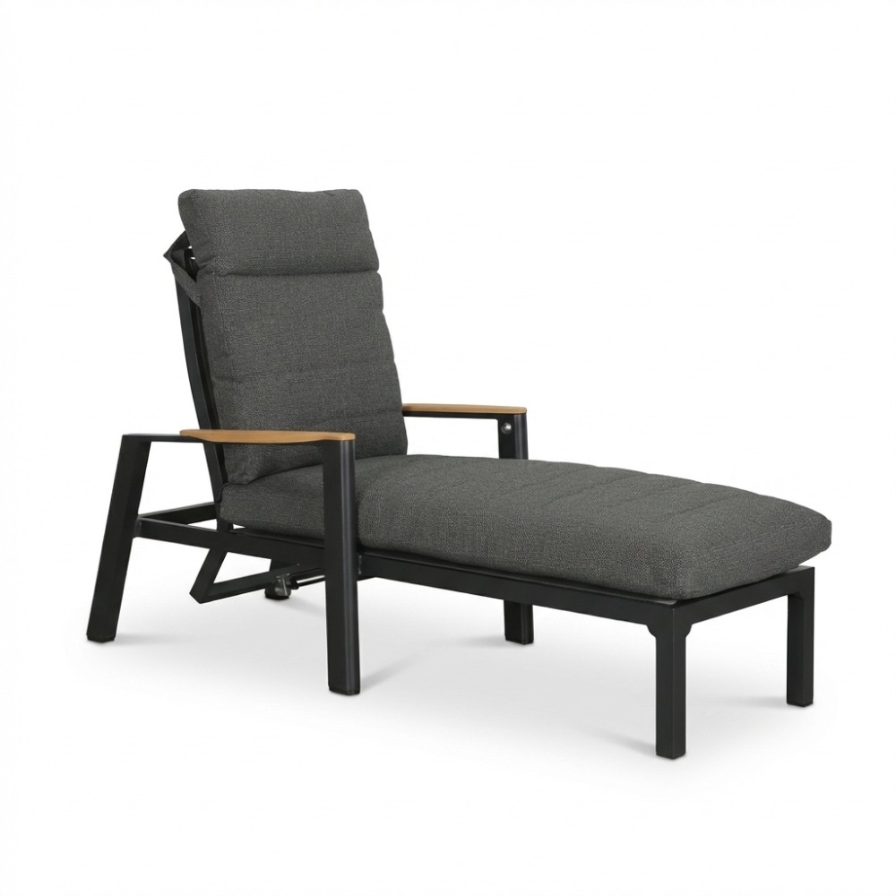 Brighton ligbed | aluminium + teak | antraciet | 179cm