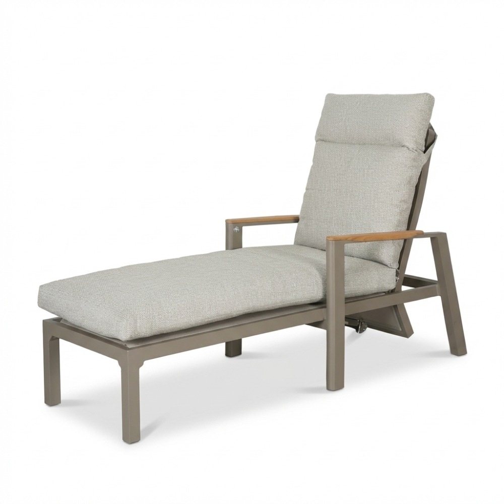 Brighton ligbed | aluminium + teak | beige | 179cm