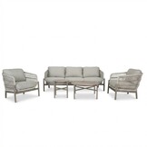 Puglia stoel-bank loungeset 5 personen | touw + aluminium | beige | 3-delig