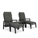 Chicago lounge balkonset - verstelbaar 2 personen | aluminium + keramiek | antraciet | 5-delig